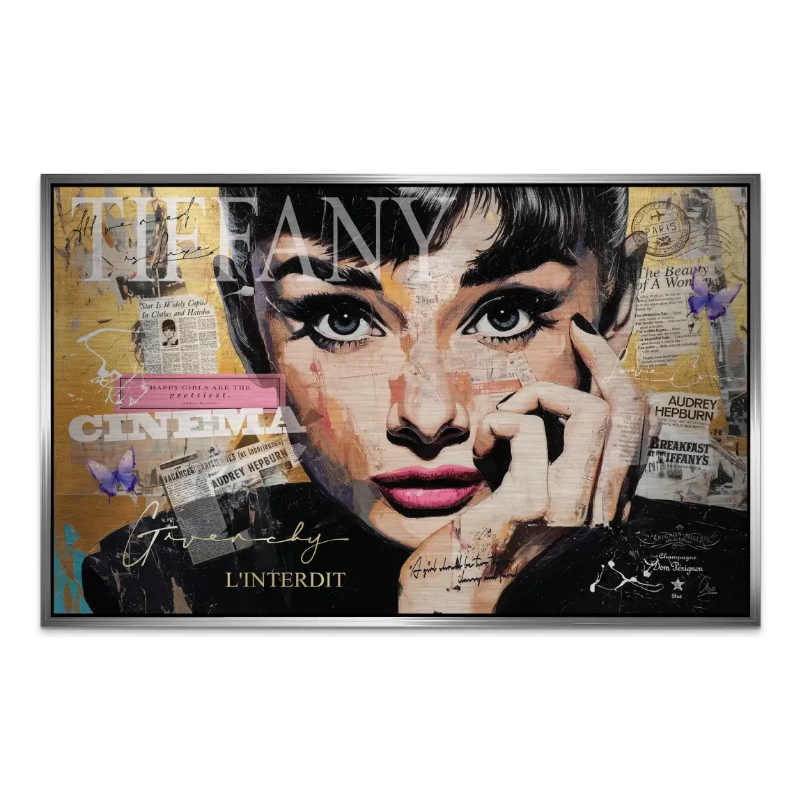 Audrey Pop Art Alu Dibond Gebürstet Bild