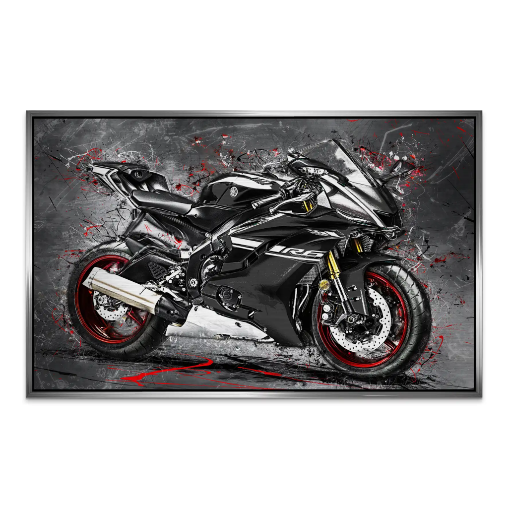Yamaha R6 Abstrakt Black AluDibond Gebürstet INGALERIE