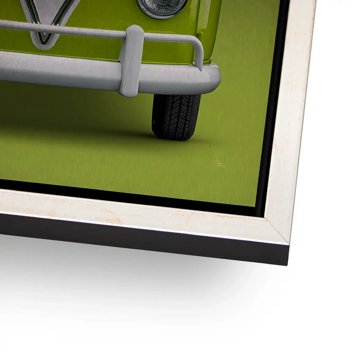 Green VW Bulli Aluminiumbild gebürstet