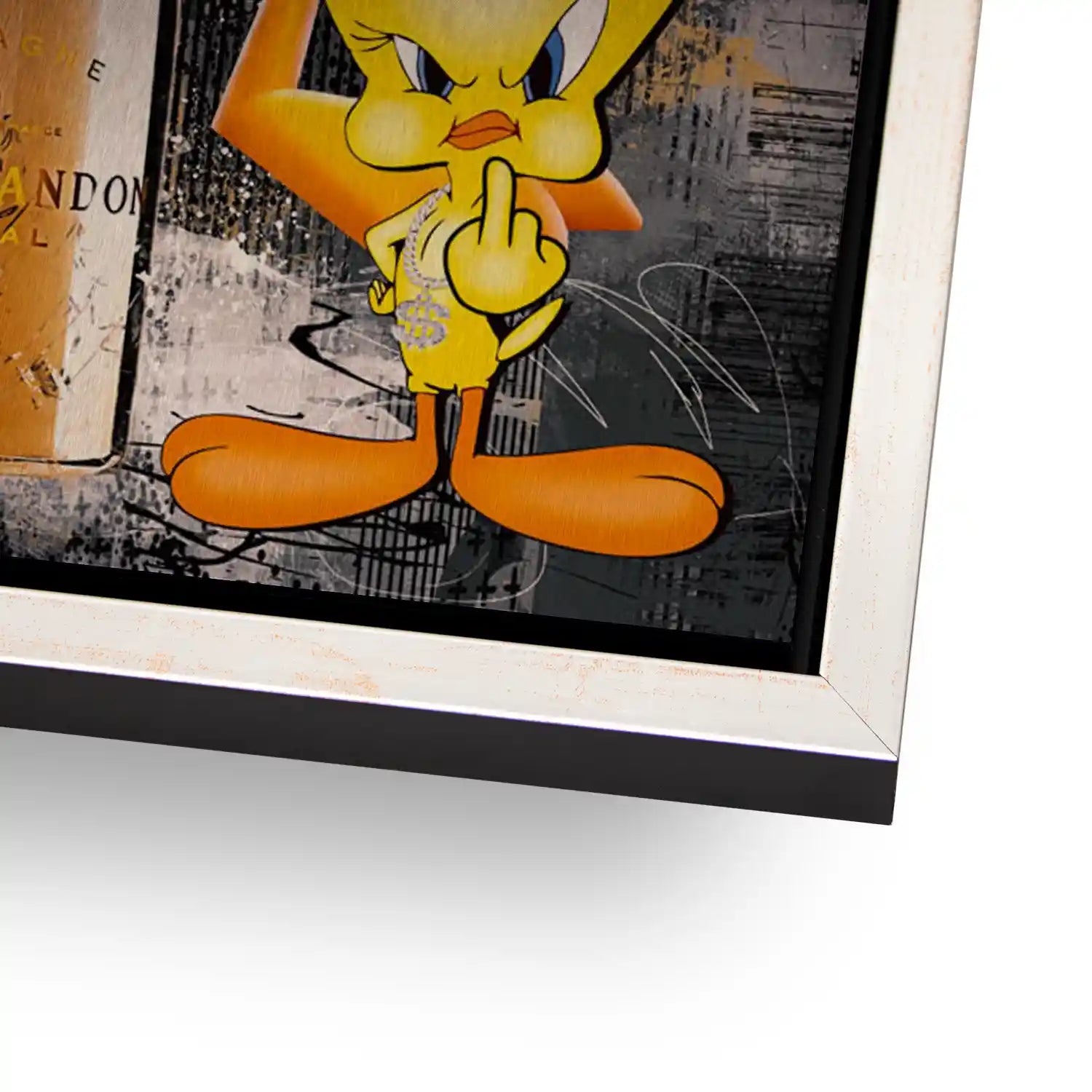 Duffy & Tweety Champagner Pop Art Aludibond Gebürstet - Alu Dibond Bild Gebürstet
