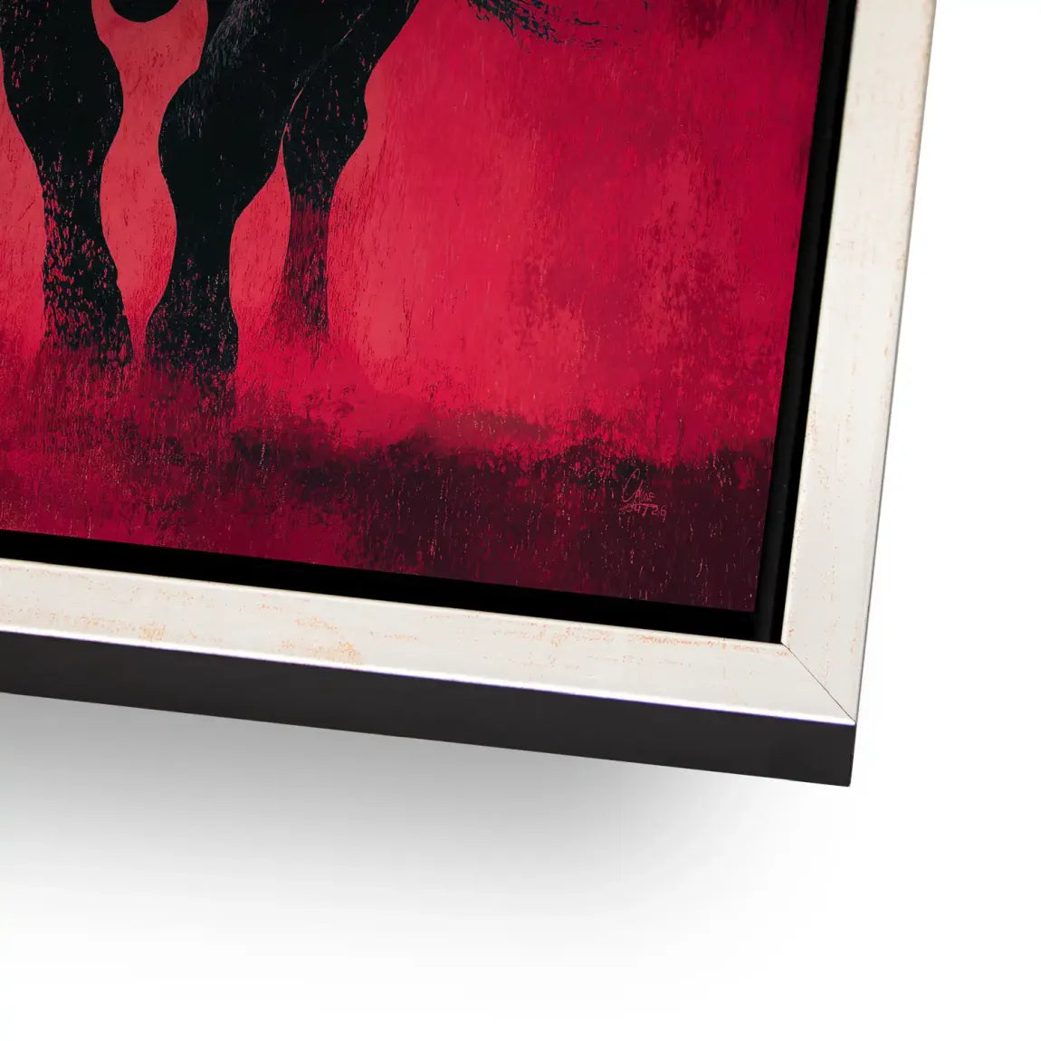 Stier in Rot Aluminiumbild gebürstet