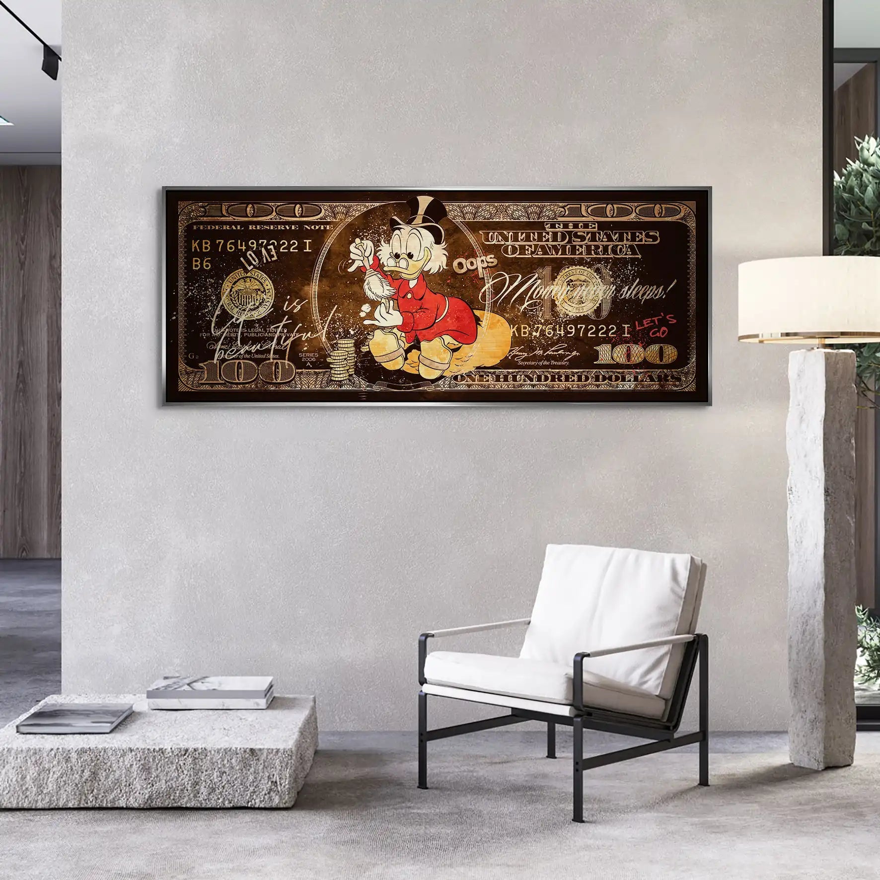 Dagobert Retro Dollar Alu Gebürstet Bild INGALERIE