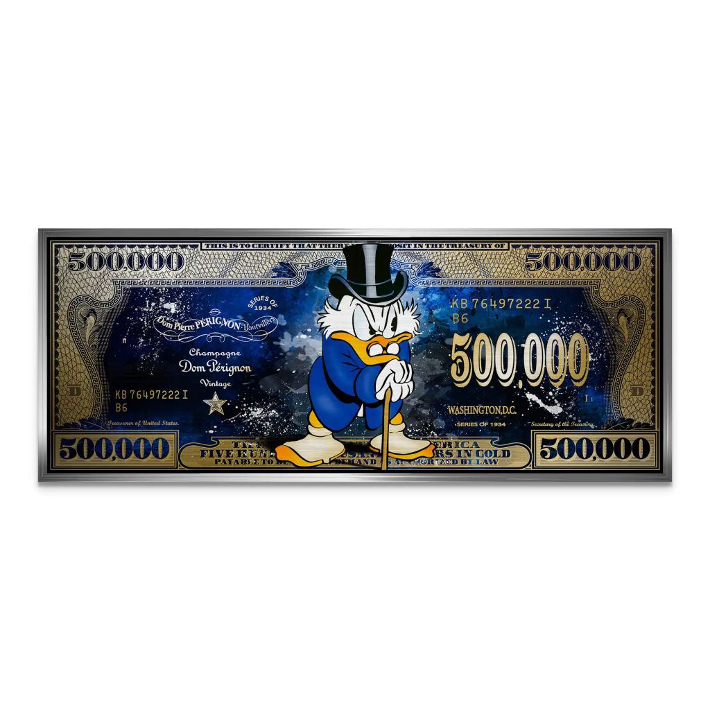 Dagobert Blue Scrooge Dollar AluDibond Gebürstet INGALERIE