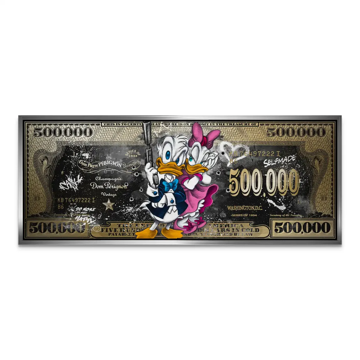 Donald & Daisy Duck Pop Art Dollar Alu Gebürstet Bild INGALERIE