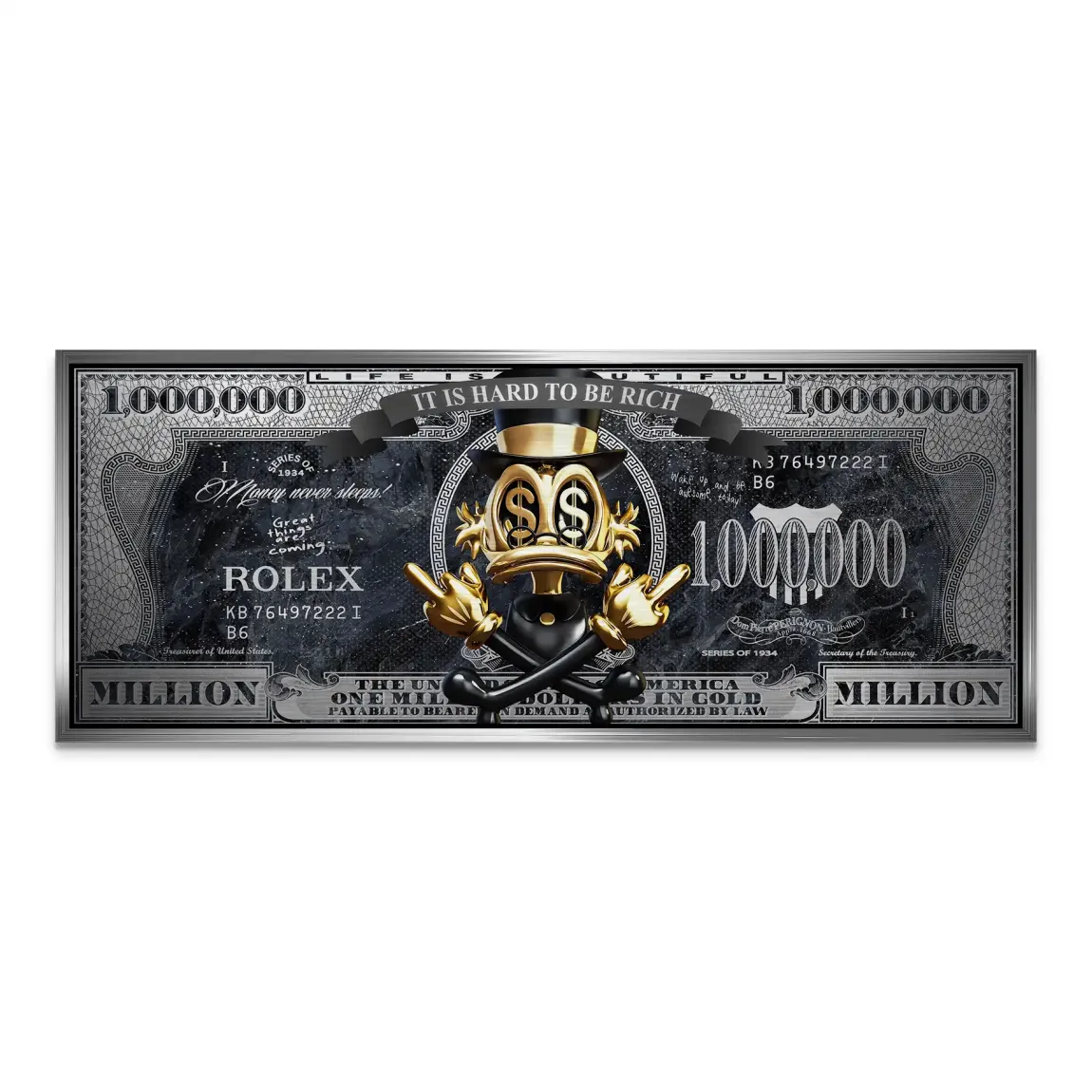Dagobert Duck Totenkopf Black Dollar Alu Gebürstet INGALERIE