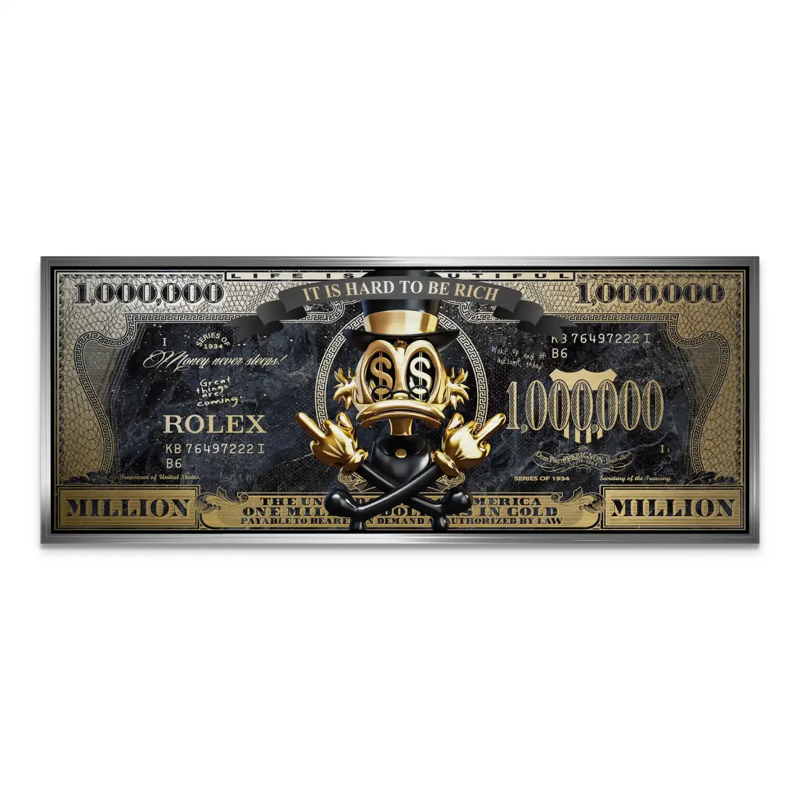 Dagobert Duck Totenkopf Dollar Alu Gebürstet INGALERIE