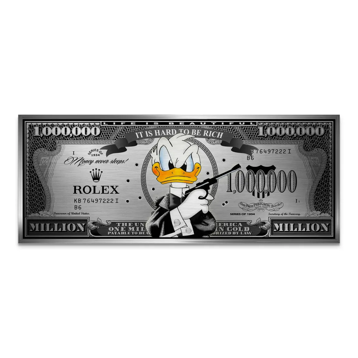 Donald Duck License to Bill Pop Art Dollar Alu Gebürstet INGALERIE