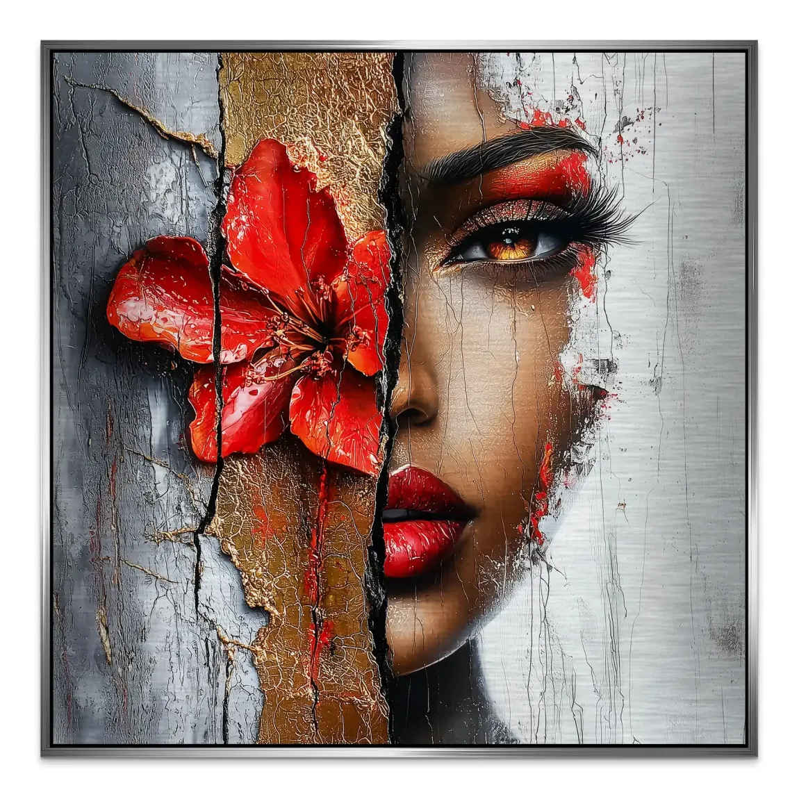 Red Blossom Beauty Alu Gebürstet Bild INGALERIE