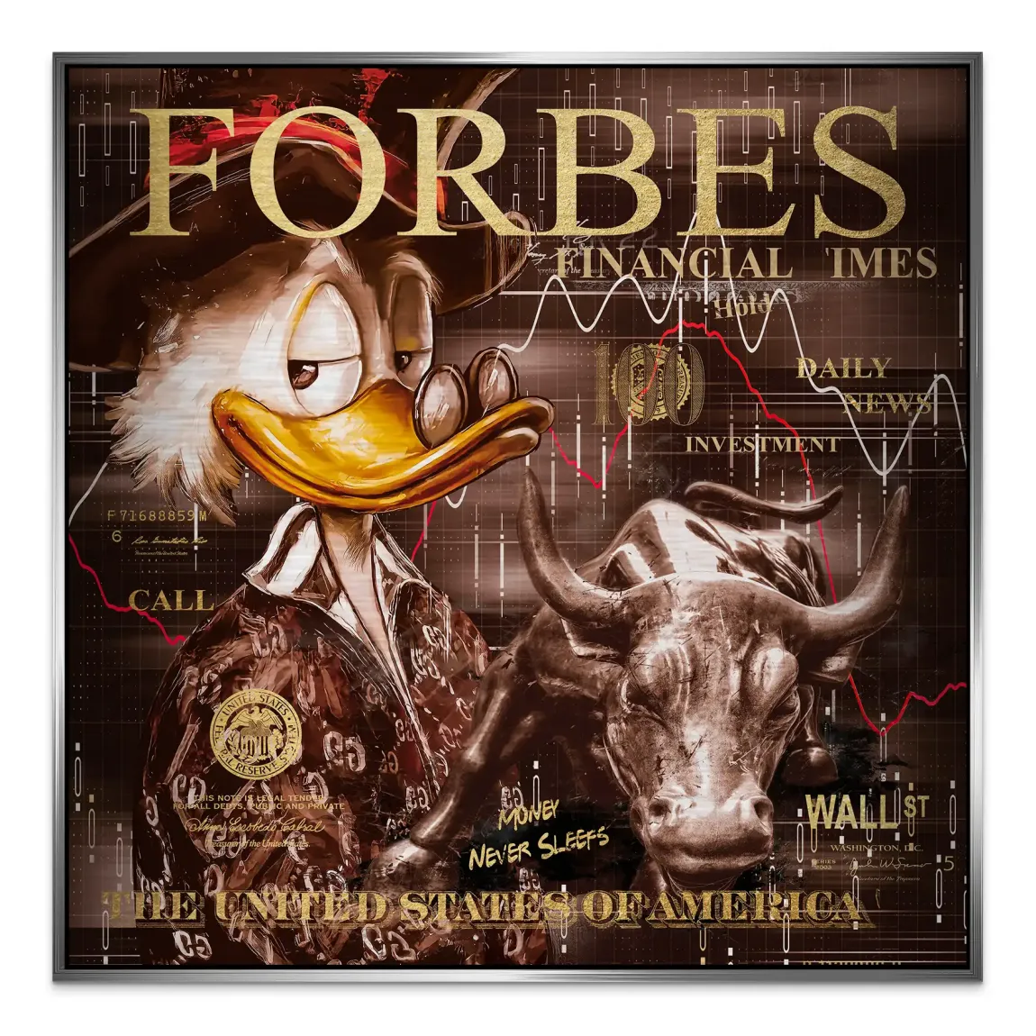 Dagobert Duck Wallstreet Vintage Alu Gebürstet Bild