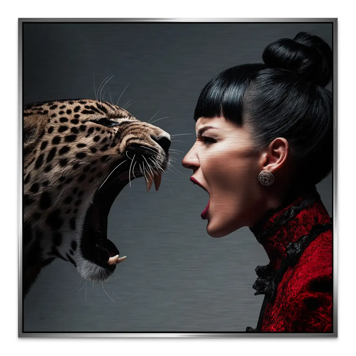 Leopardin Diva Aluminiumbild gebürstet