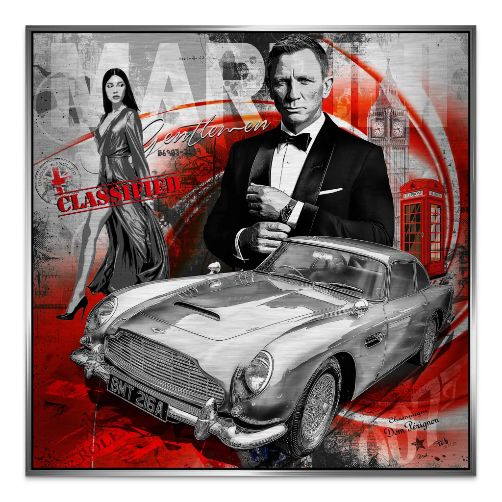 James Bond Martini Art Alu Gebürstet Bild INGALERIE
