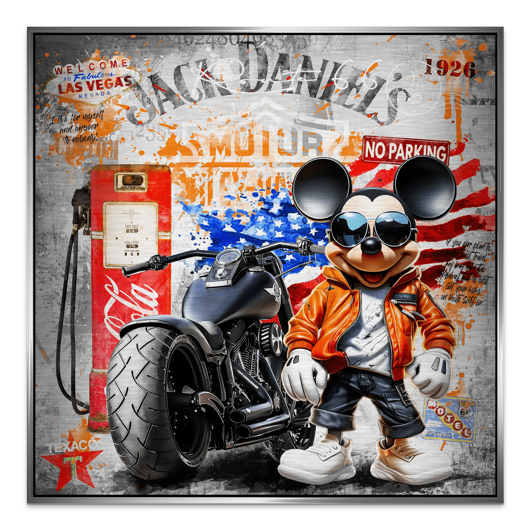 Harley Micky Maus Pop Art Alu Gebürstet Bild INGALERIE