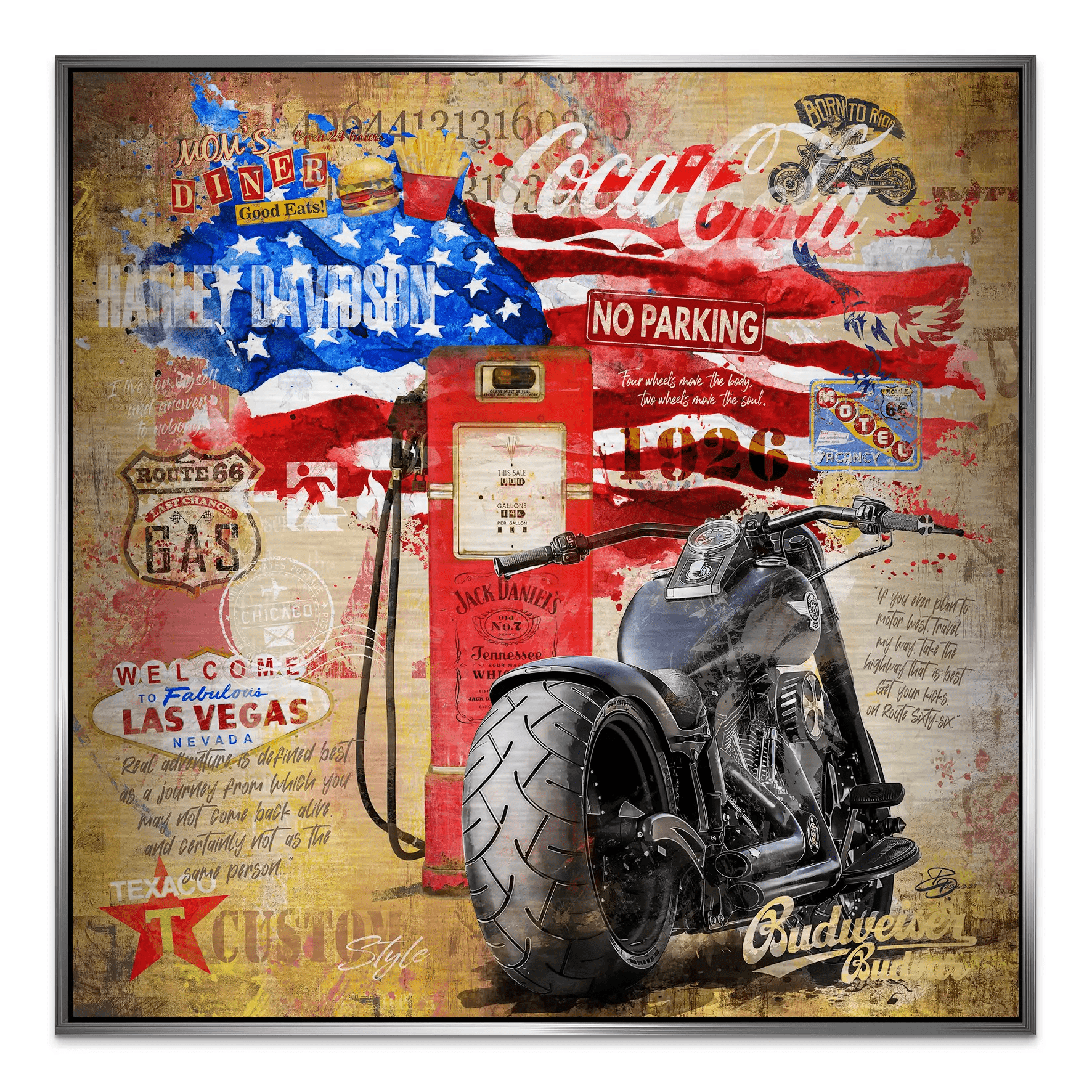 Harley USA Pop Art Alu Gebürstet INGALERIE