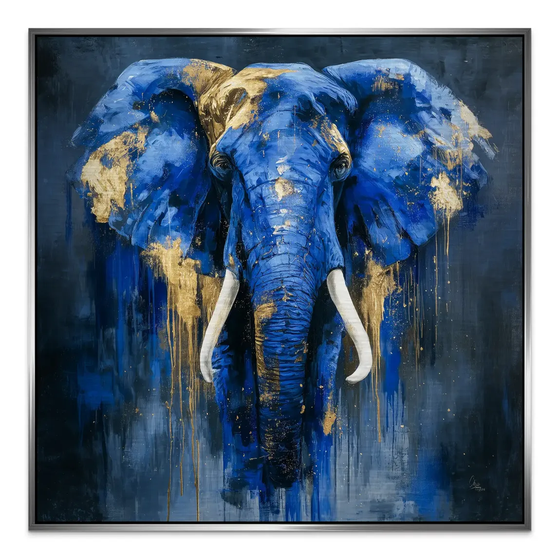Blauer Elefant Abstrakt Aluminiumbild gebürstet
