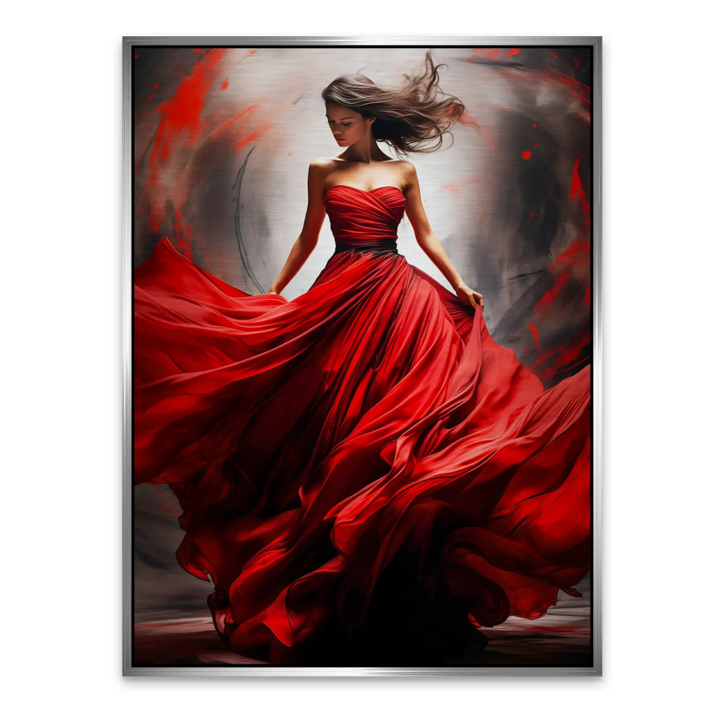 Woman In Red Aludibond Gebürstet Bild INGALERIE