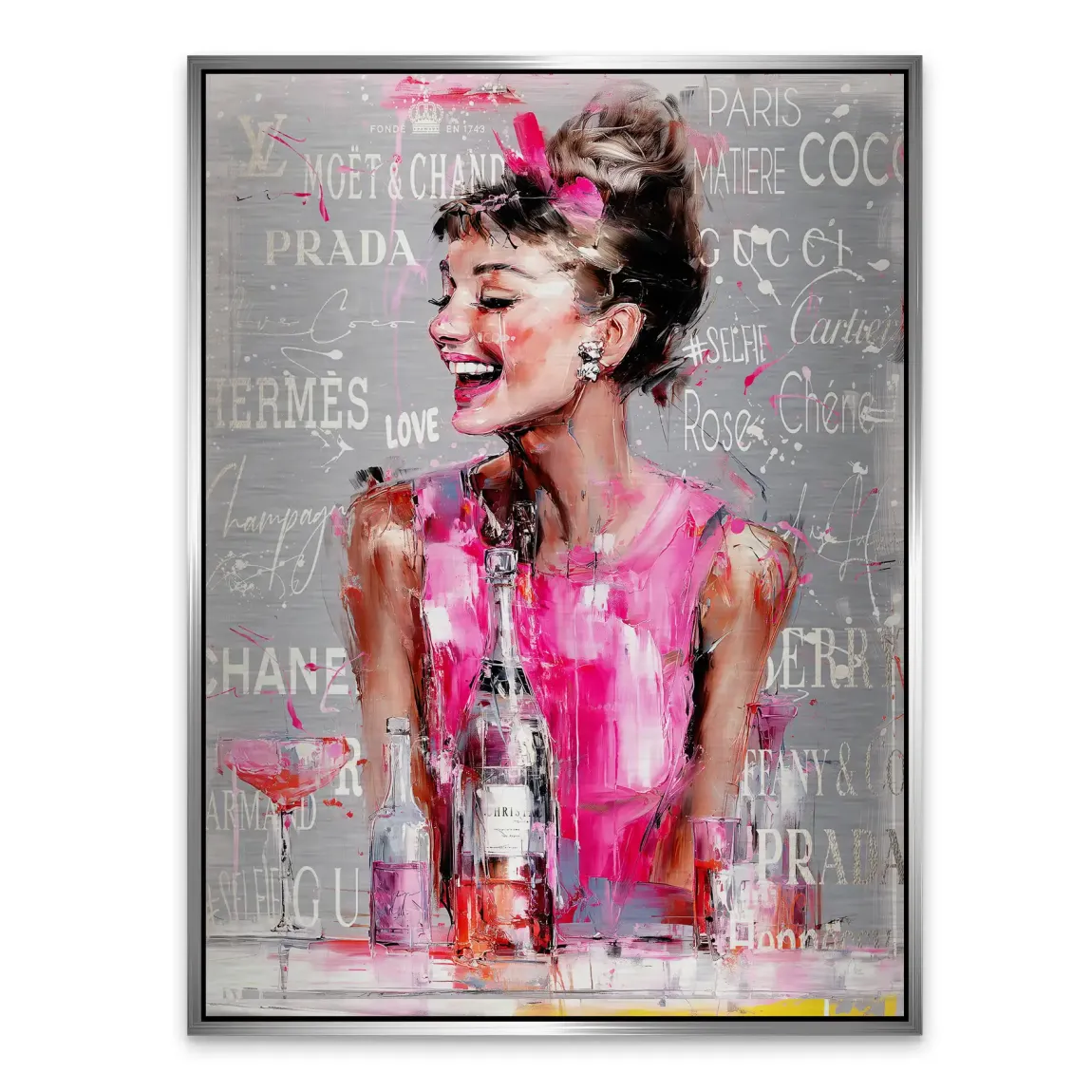 Champagne Bliss Audrey Hepburn Alu Gebürstet Bild