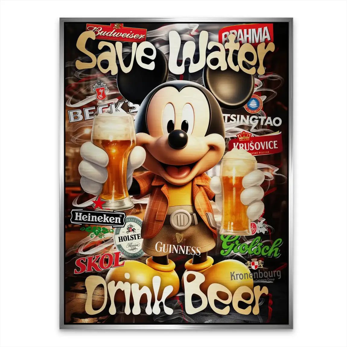Micky Drink Beer Aludibond Gebürstet INGALERIE
