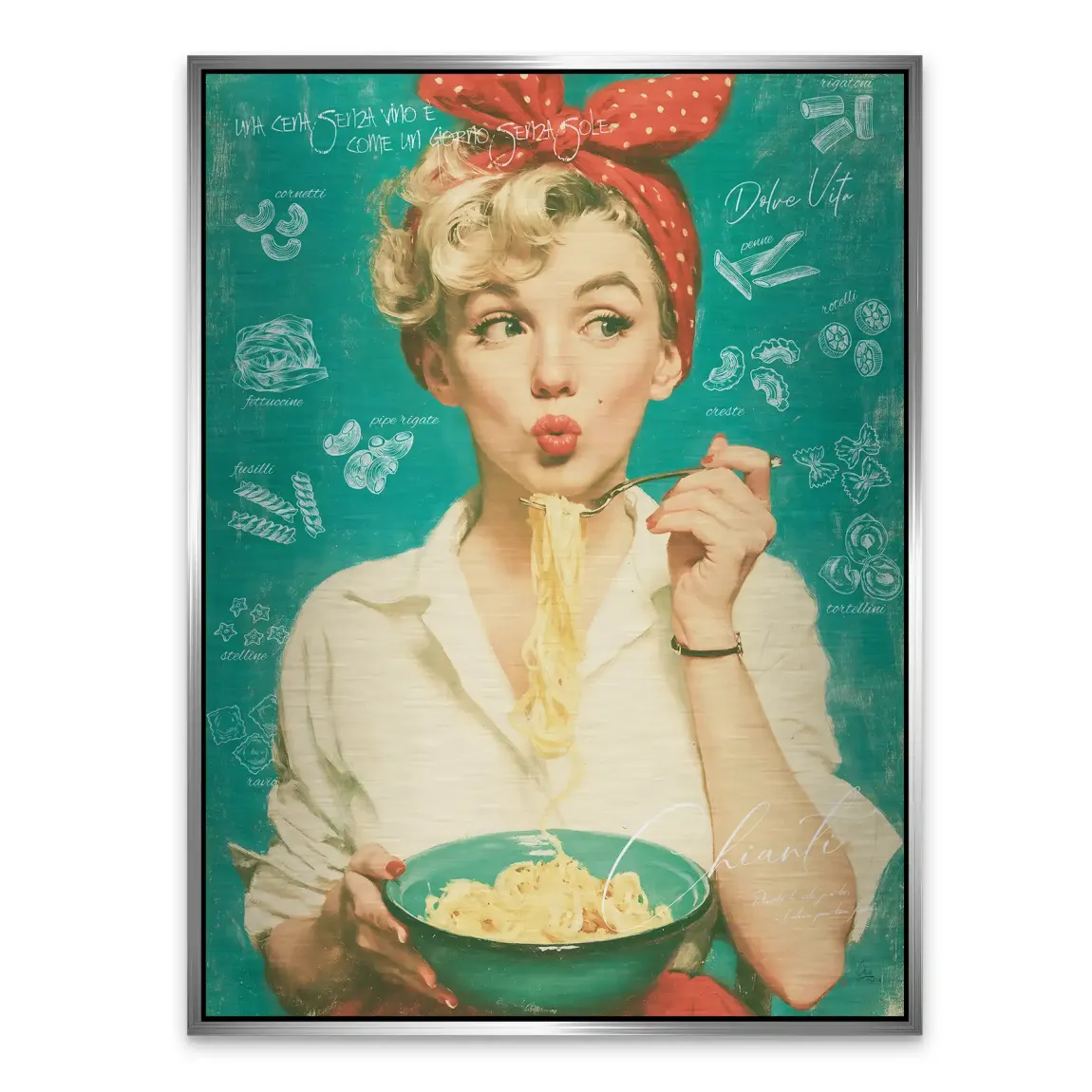 Marilyn Monroe Pasta Aluminiumbild gebürstet