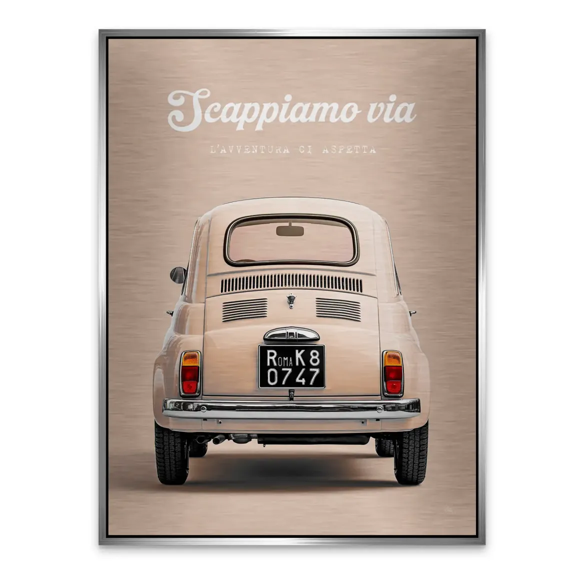 Fiat 500 Crema Aluminiumbild gebürstet
