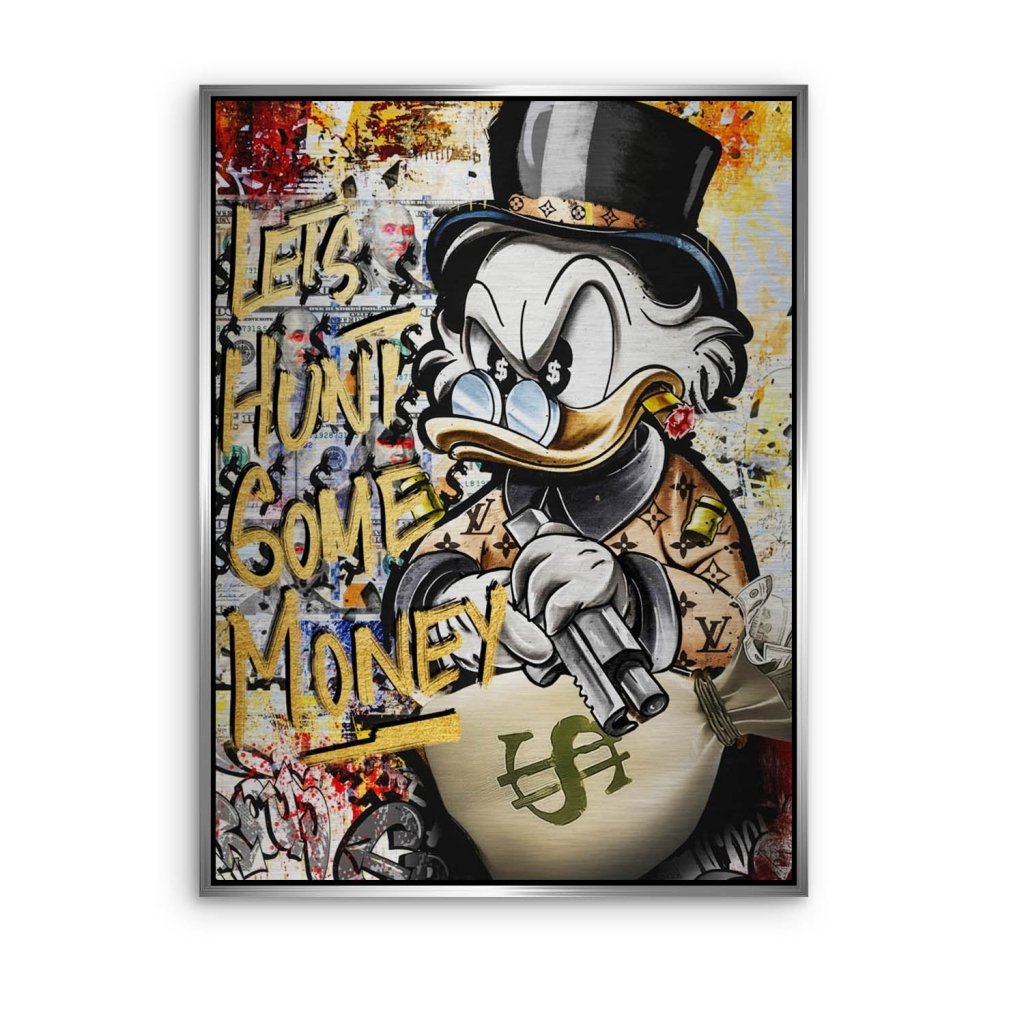 Dagobert Duck Let's Hunt Pop Art Aludibond Gebürstet Bild INGALERIE