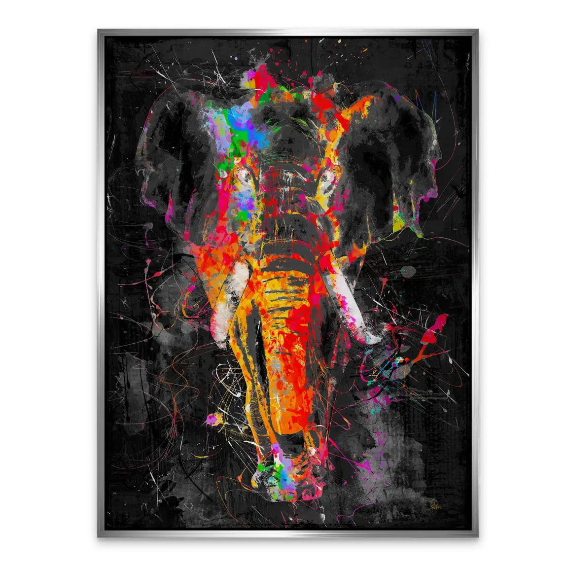 Bunter Elefant Aluminiumbild gebürstet