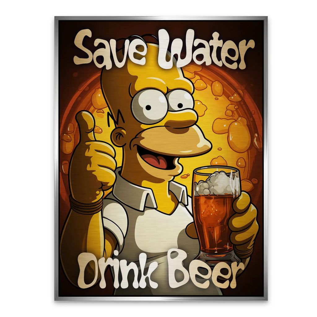 Homer Drink Beer Aludibond Gebürstet INGALERIE