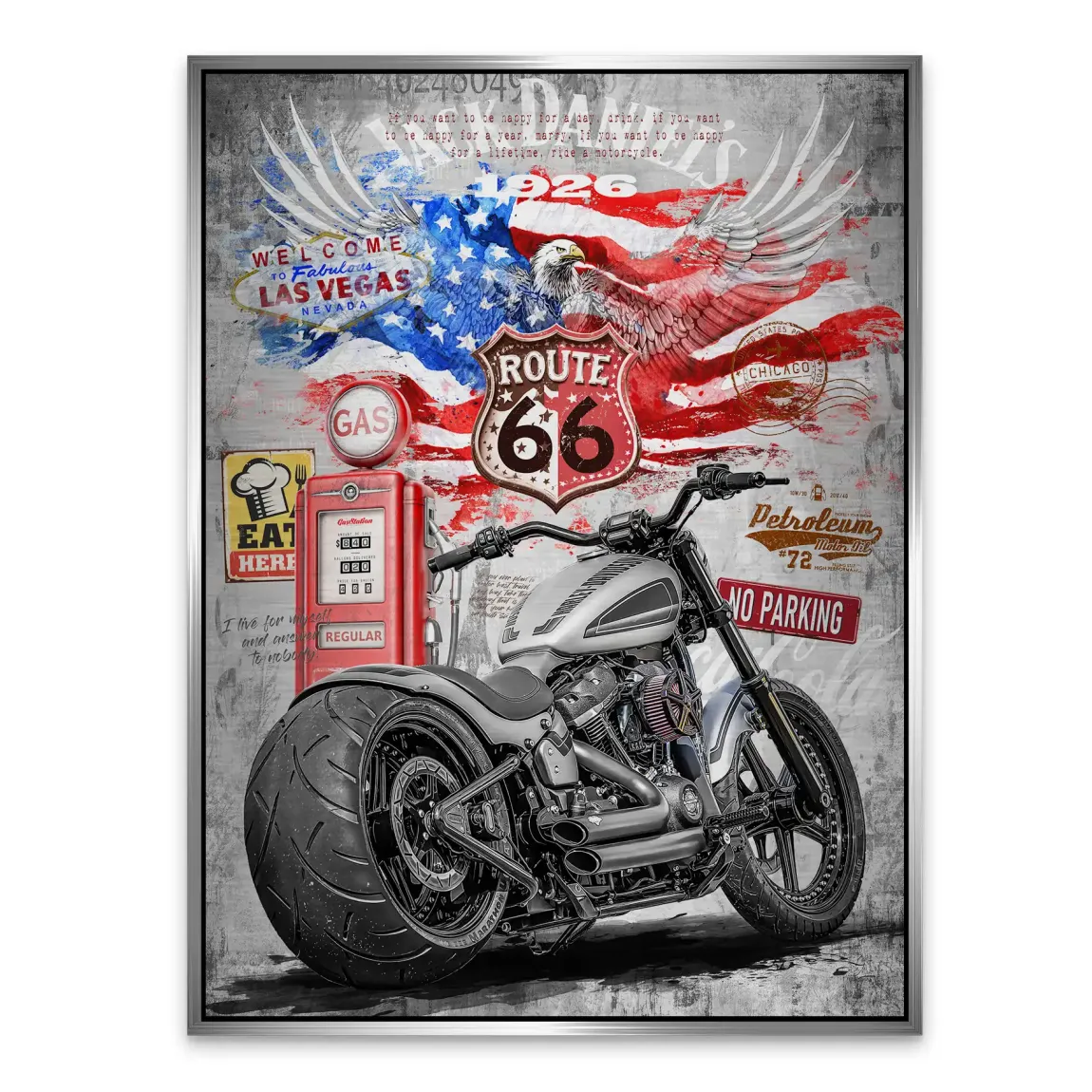 Harley Road Pop Art Alu Gebürstet Bild