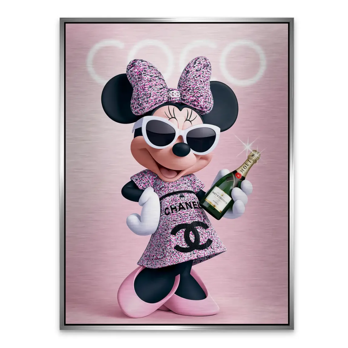 Minnie Maus Moet Aluminiumbild gebürstet