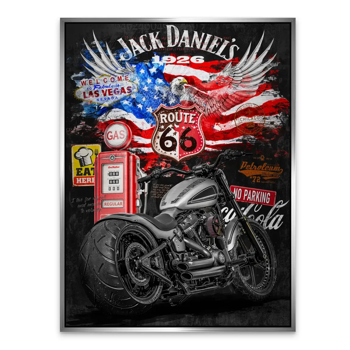 Harley Freedom Pop Art Alu Gebürstet Bild