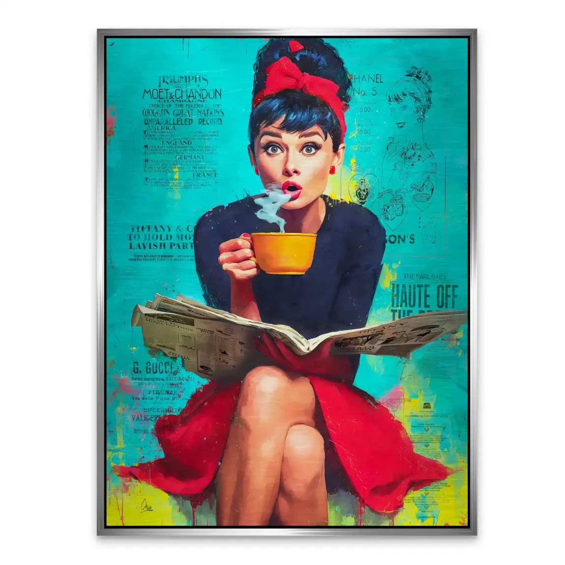 Audrey News Pop Art Aludibond Gebürstet Bild INGALERIE
