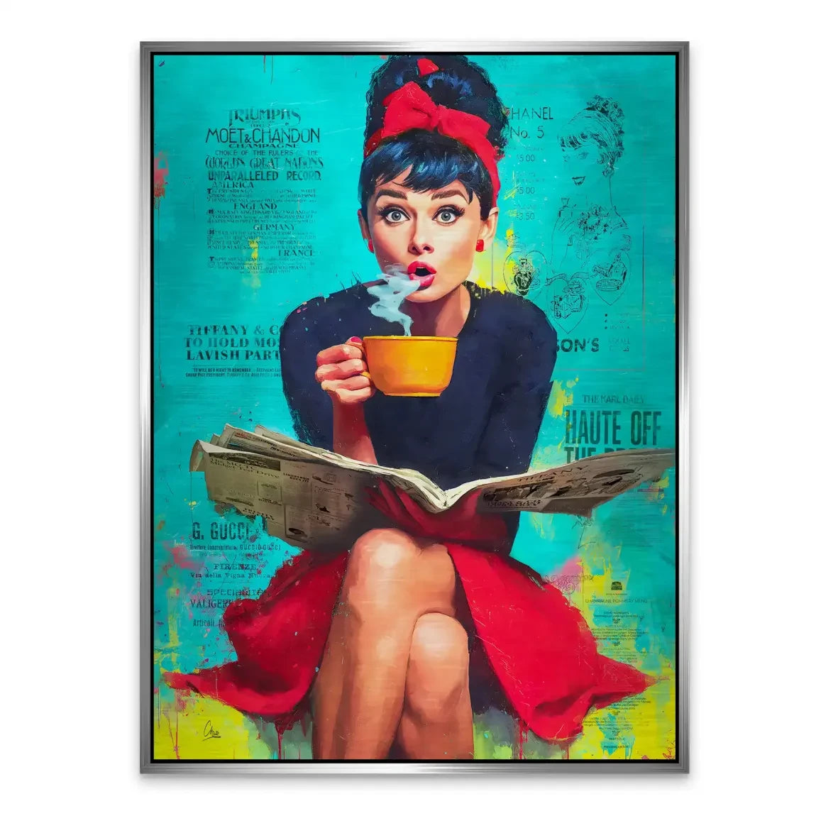 Audrey Hepburn News Pop Art Alu Gebürstet Bild INGALERIE