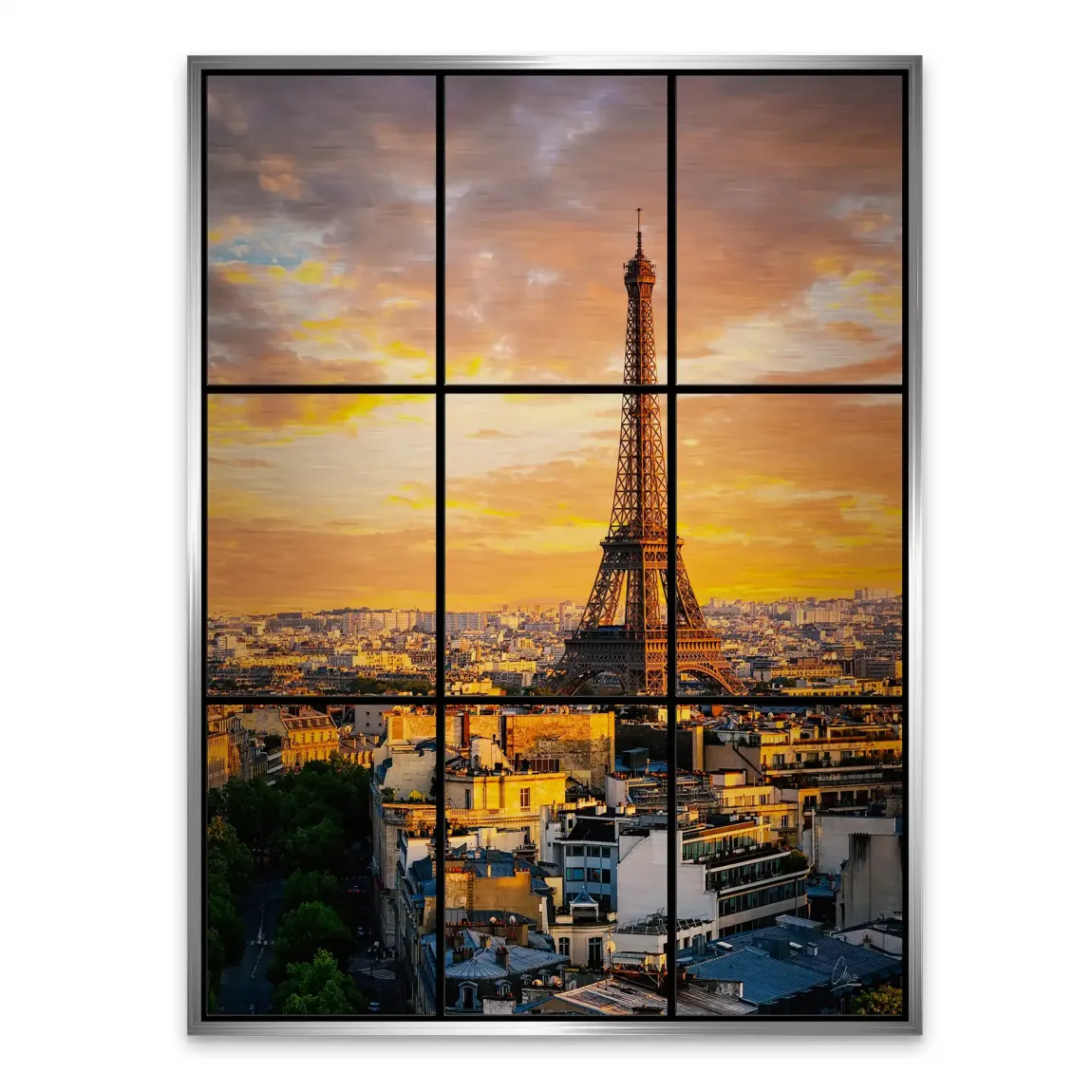 Sunset View Paris Alu Gebürstet Bild