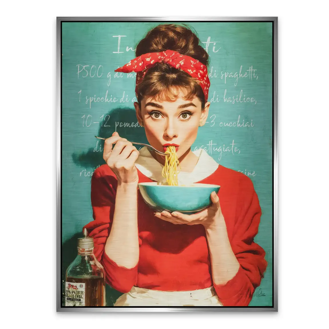 Audrey Hepburn Pasta Moments Alu Gebürstet Bild