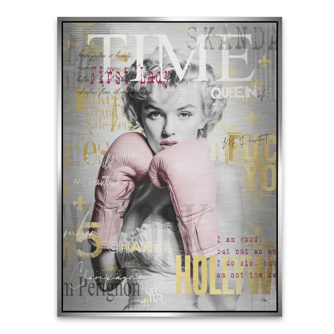 Marilyn Monroe Champ Pop Art Alu Gebürstet Bild