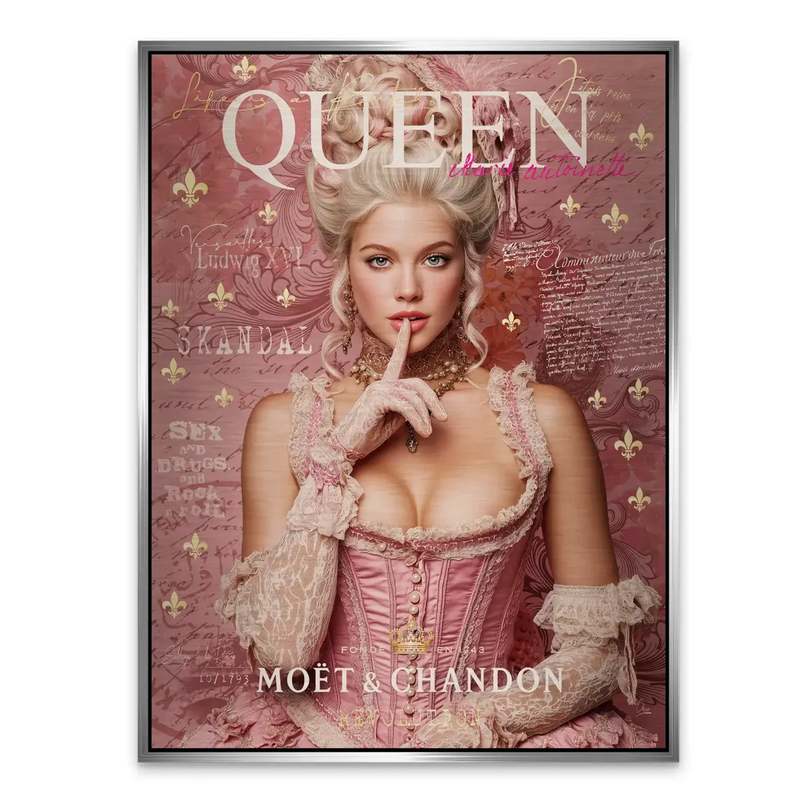Marie Antoinette Rebellion Pop Art Alu Gebürstet Bild