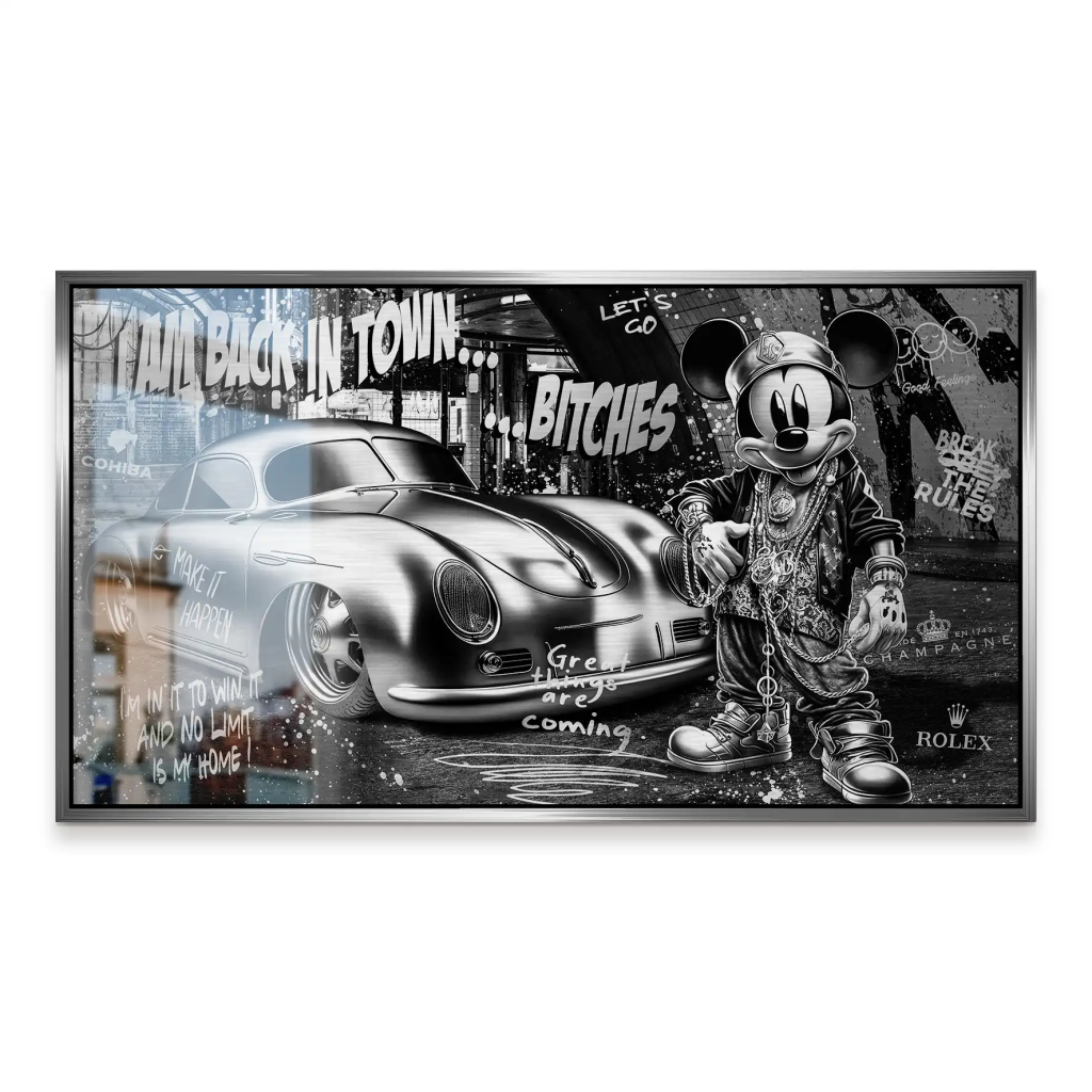 Micky Speedster 356 Pop Art Style Alu Gebürstet Bild INGALERIE