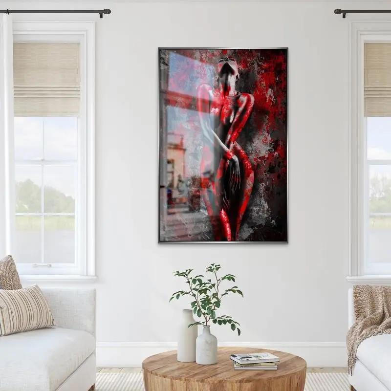 Red Woman Erotik Abstrakt Alu Gebürstet INGALERIE