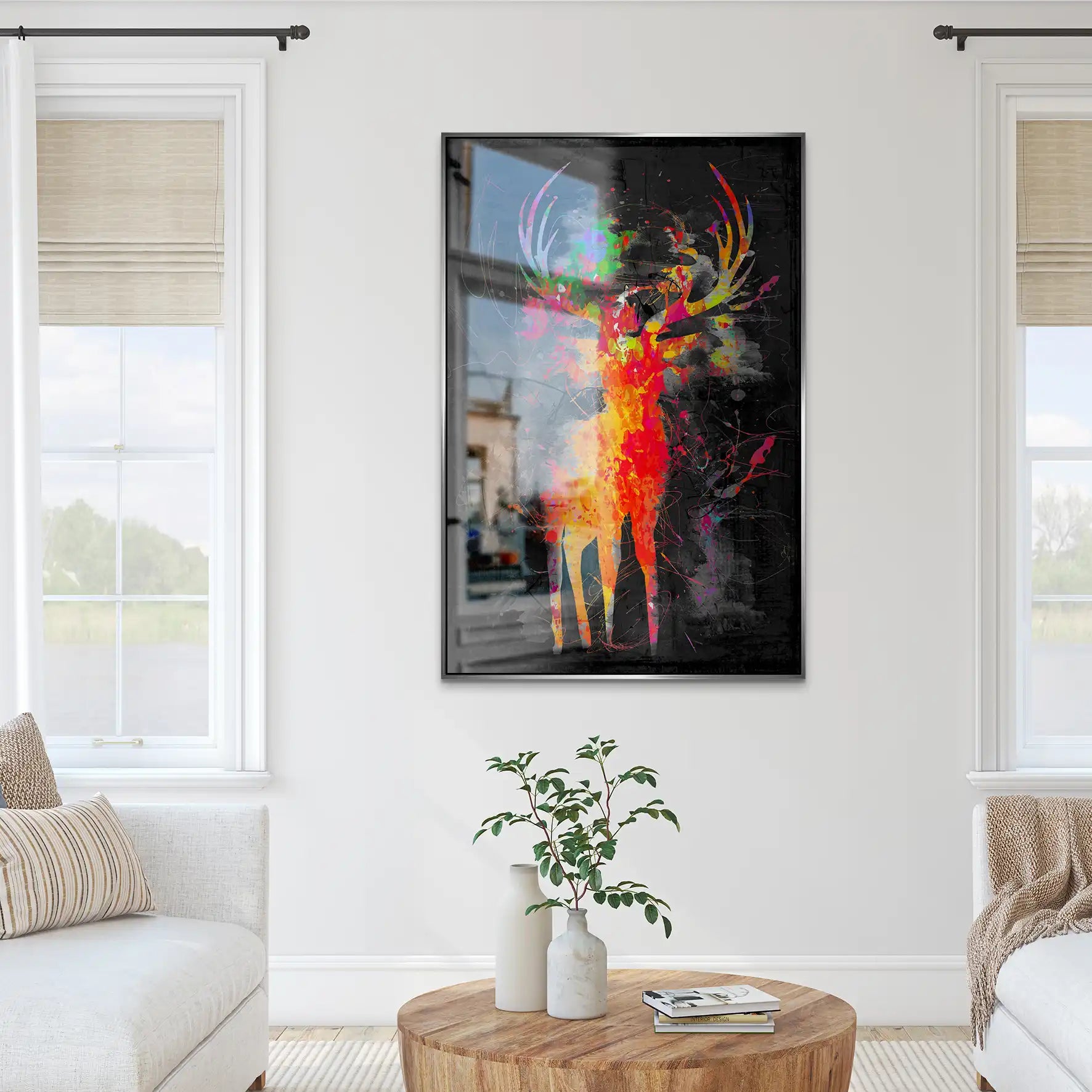 Hirsch Abstrakt Color Style AluDibond Gebürstet INGALERIE