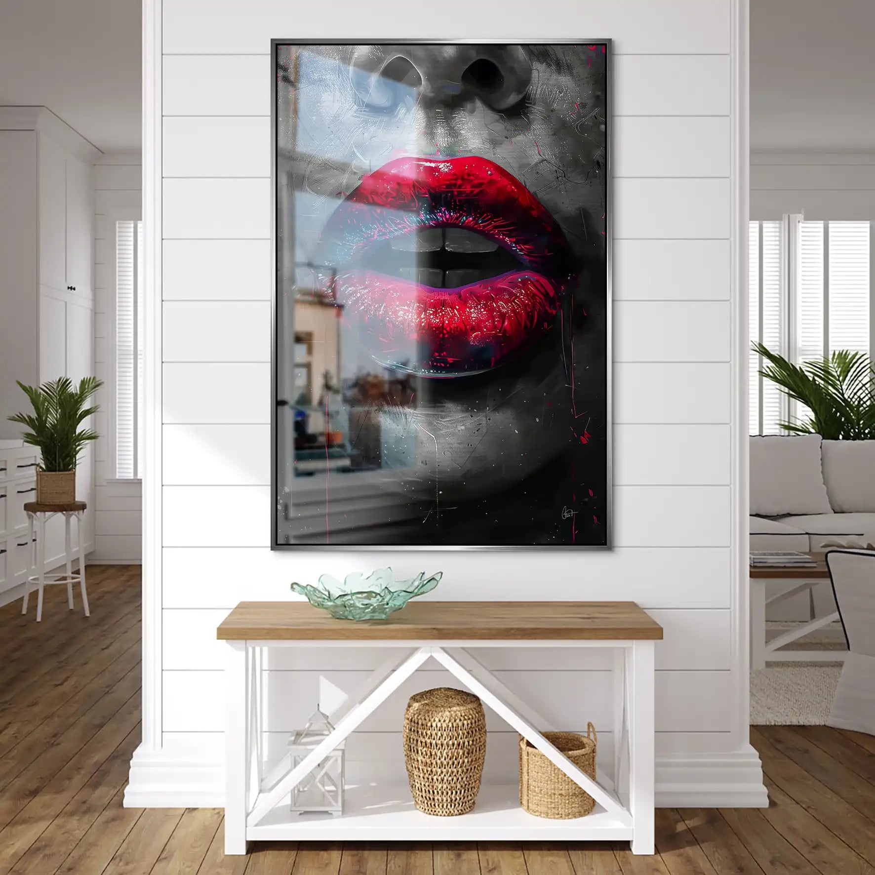 Abstrakt Red Lips Alu Gebürstet Bild INGALERIE