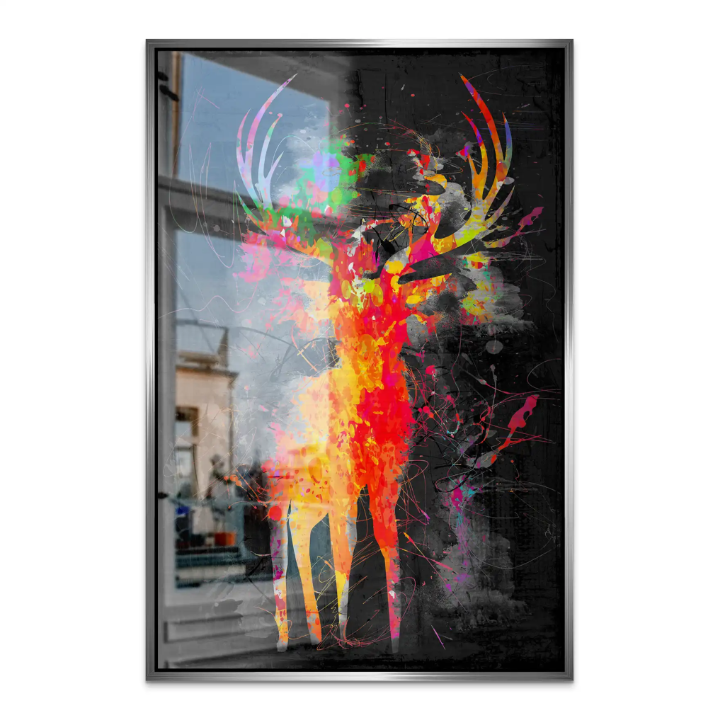 Hirsch Abstrakt Color Style AluDibond Gebürstet INGALERIE