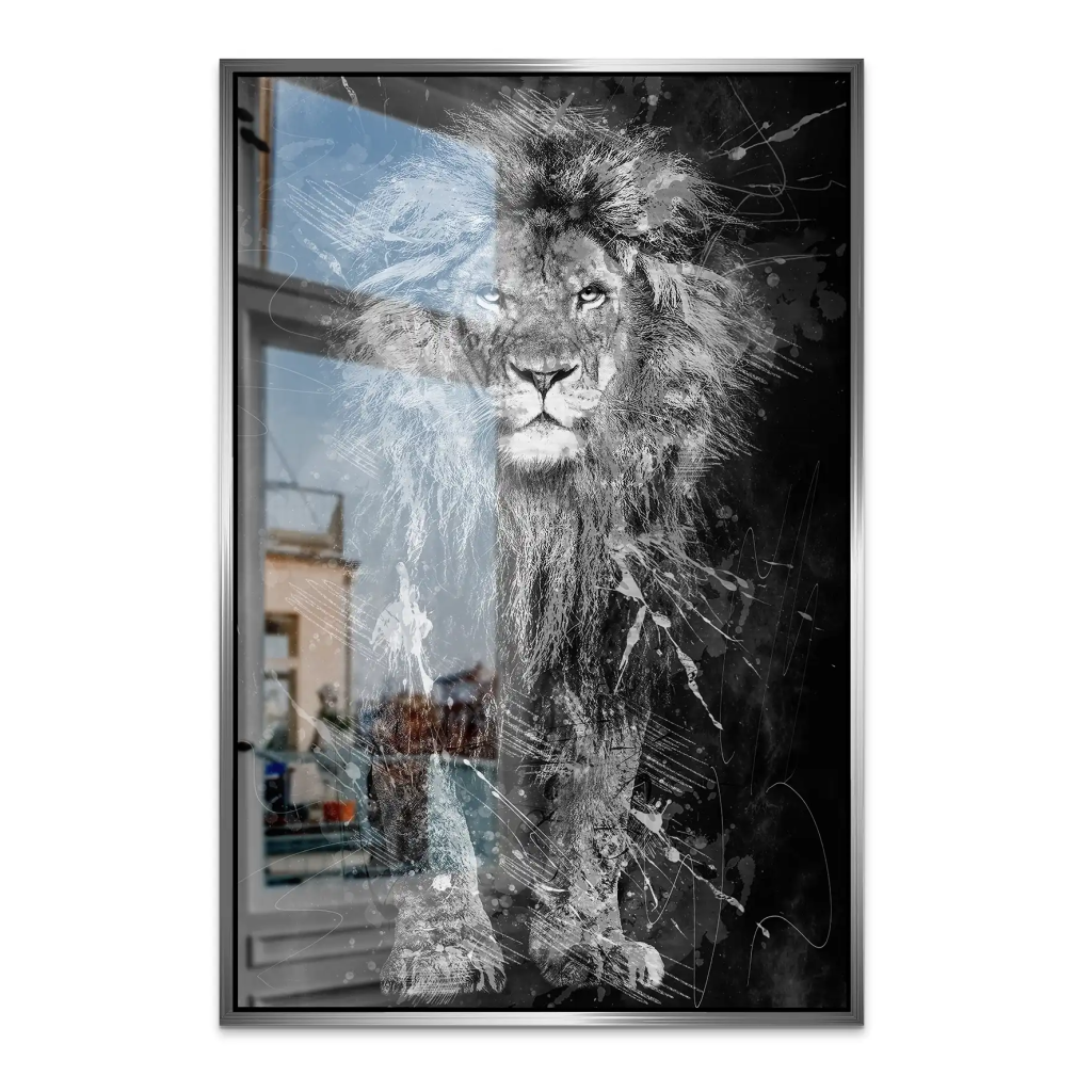 Lion Dark Splash AluDibond Gebürstet INGALERIE