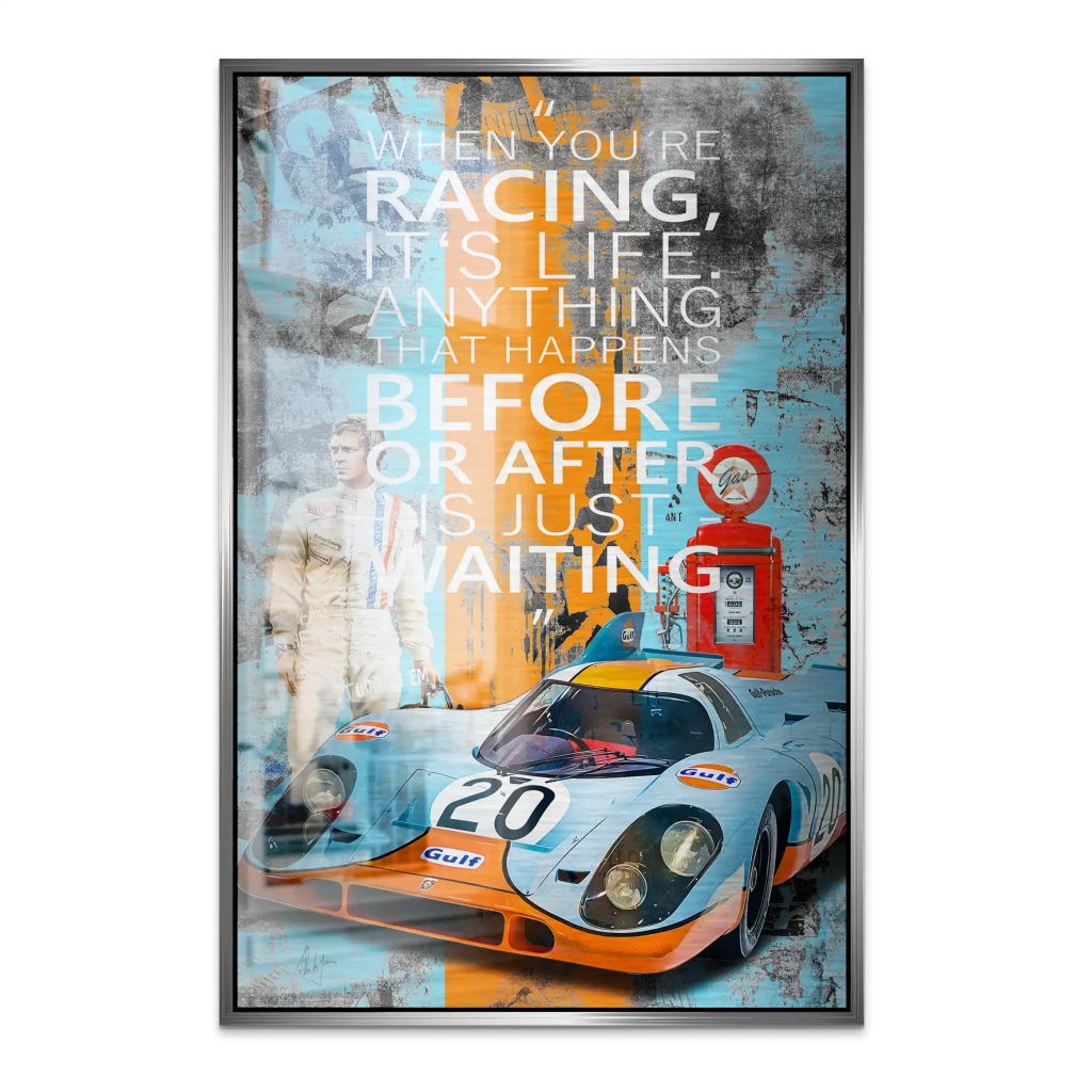 Steve Racing Is Life Alu Gebürstet Bild INGALERIE