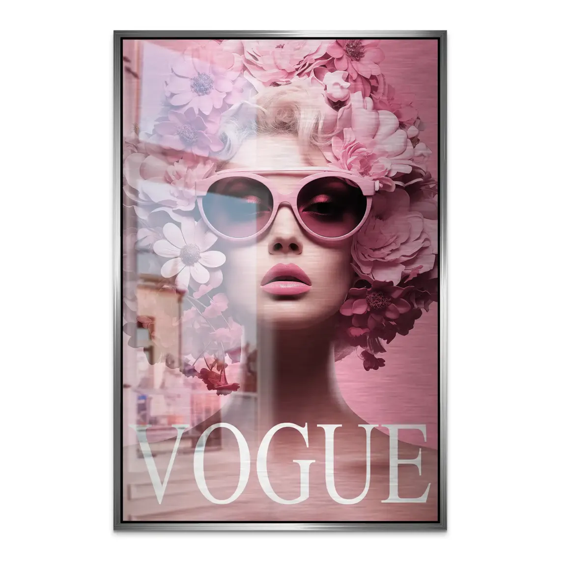 Floral Pink Vogue Alu Dibond Bild gebürstet