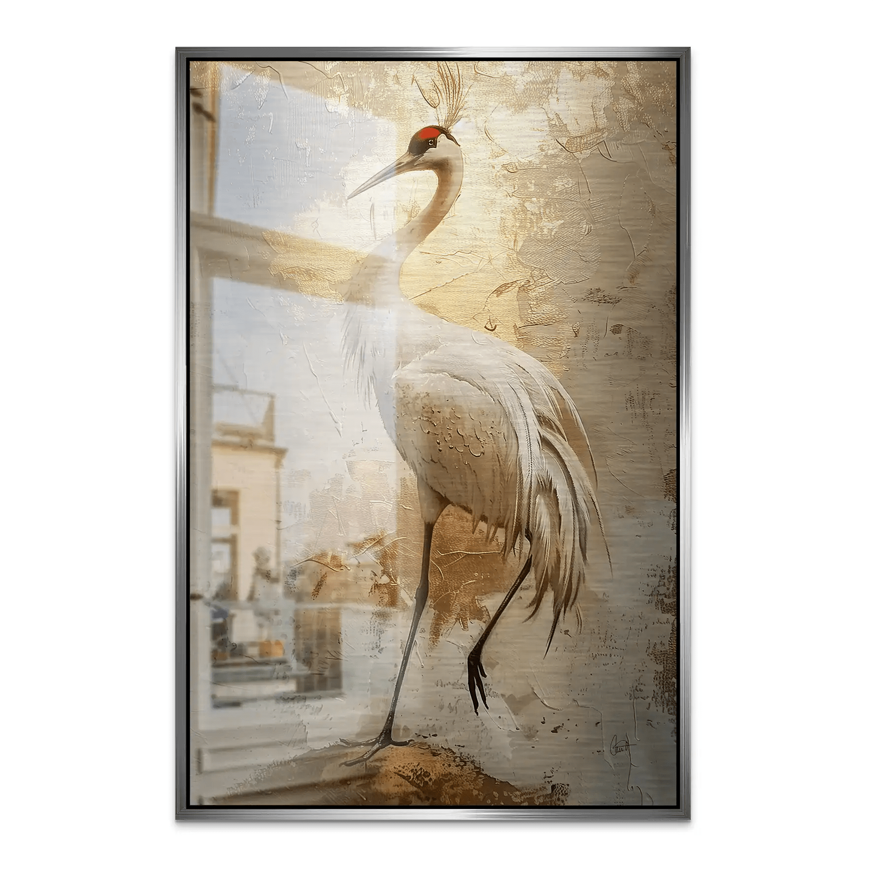 Kranich Modern Art AluDibond Gebürstet INGALERIE