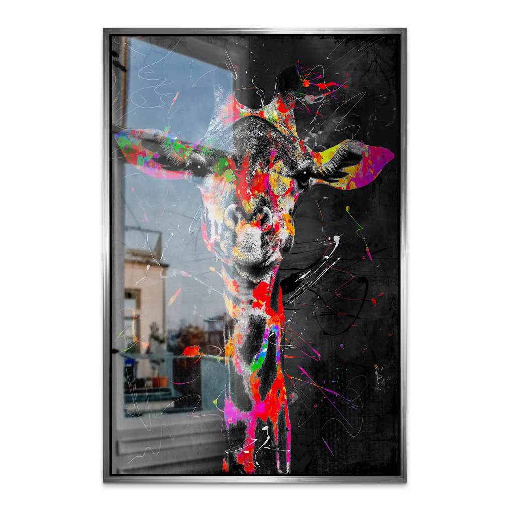 Giraffe Abstrakt Color Style AluDibond Gebürstet INGALERIE
