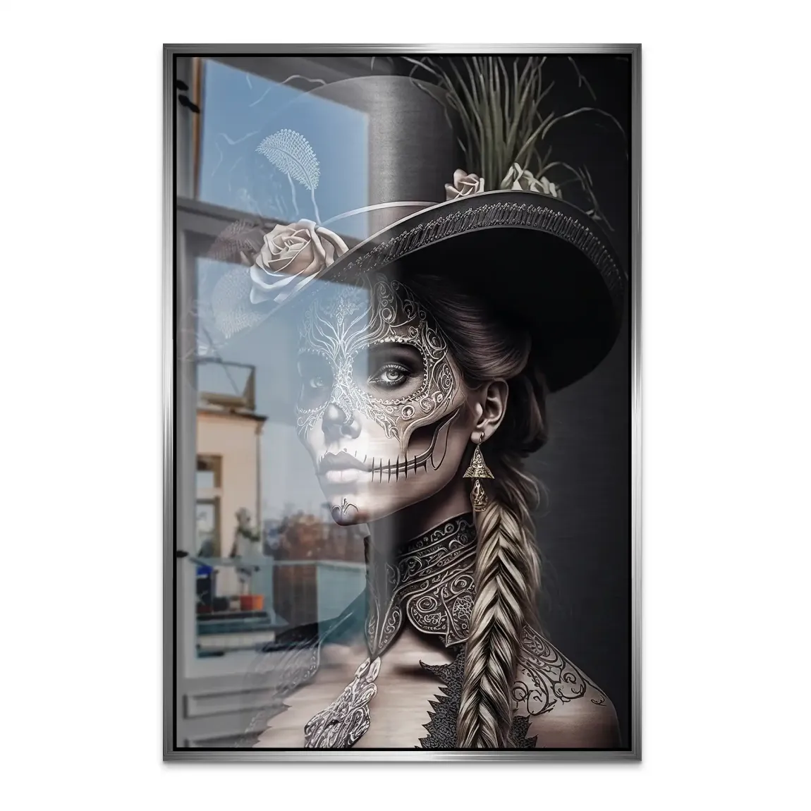 Velvet Noir La Catrina Alu Dibond Bild gebürstet INGALERIE