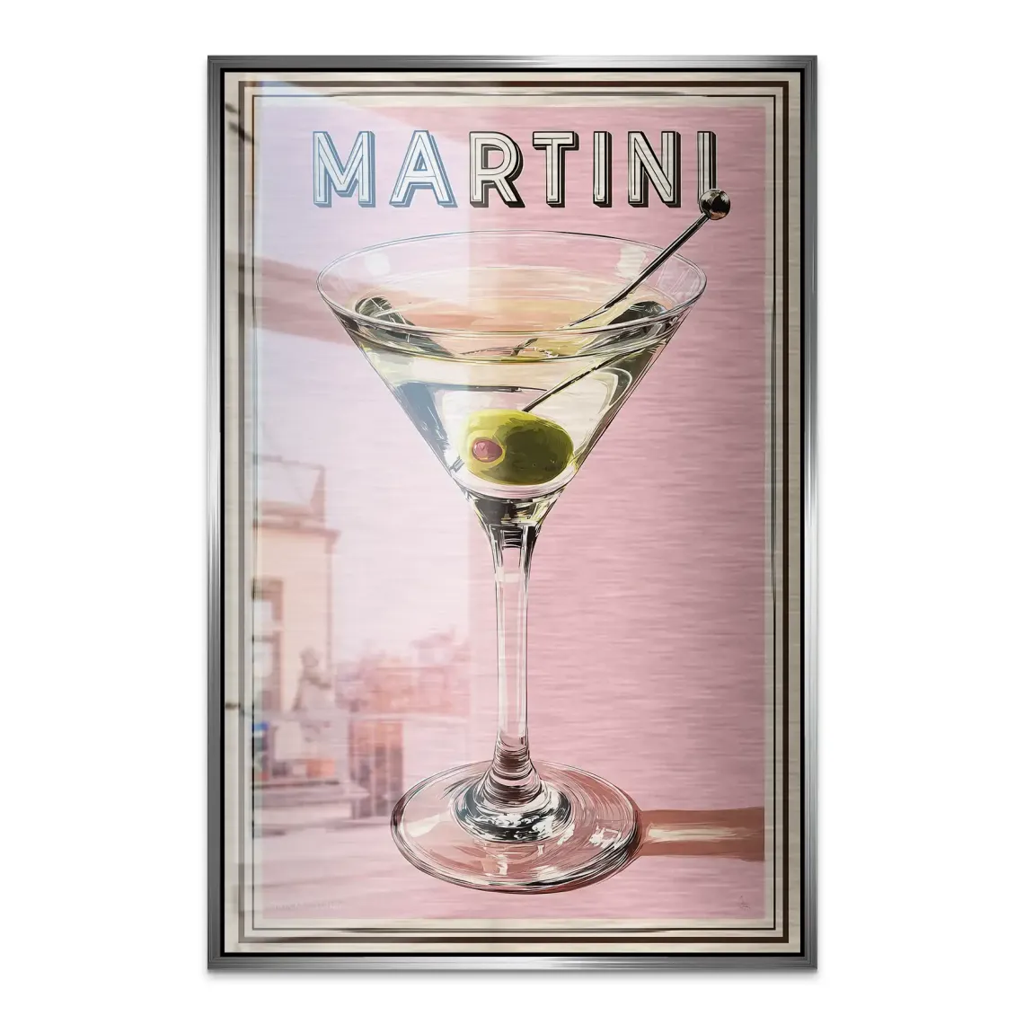 Martini Retro Art Alu Dibond Bild gebürstet