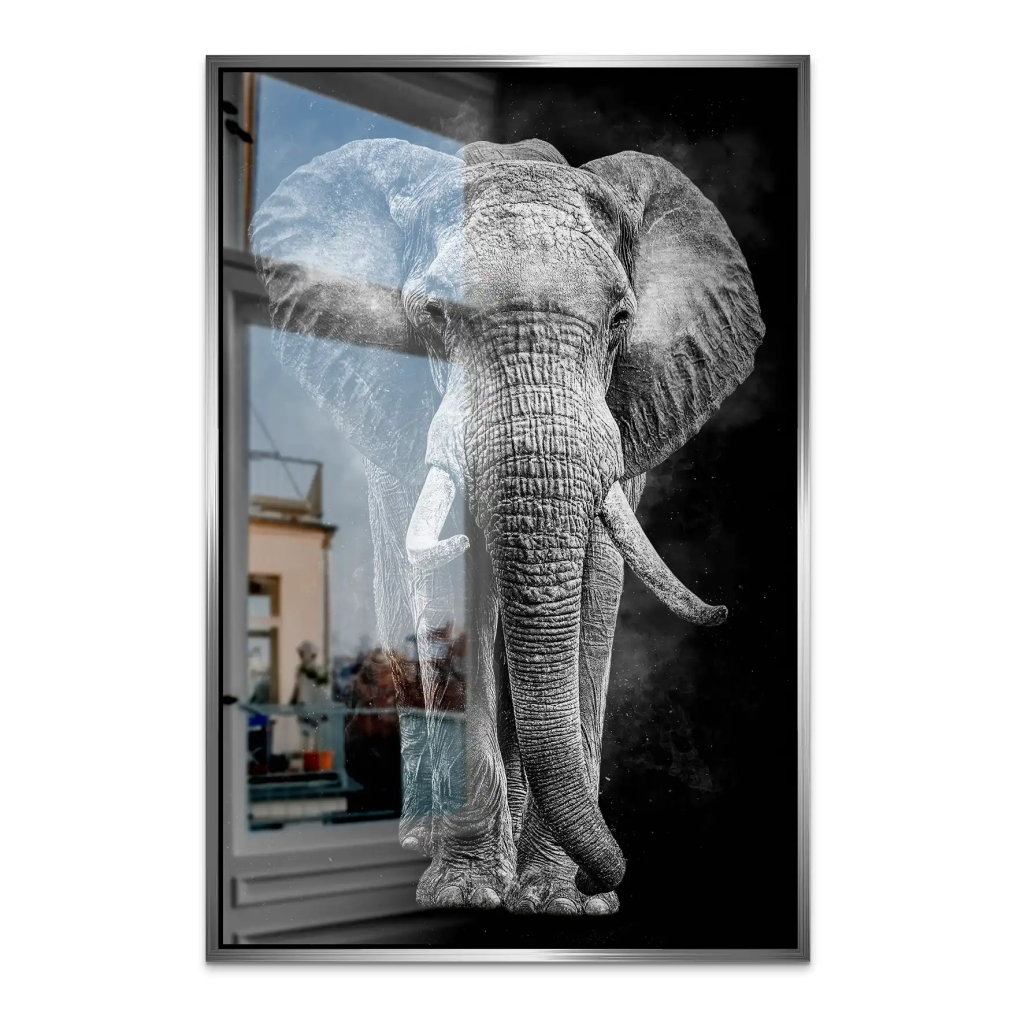 Elefant Abstrakt Dark Style AluDibond Gebürstet INGALERIE