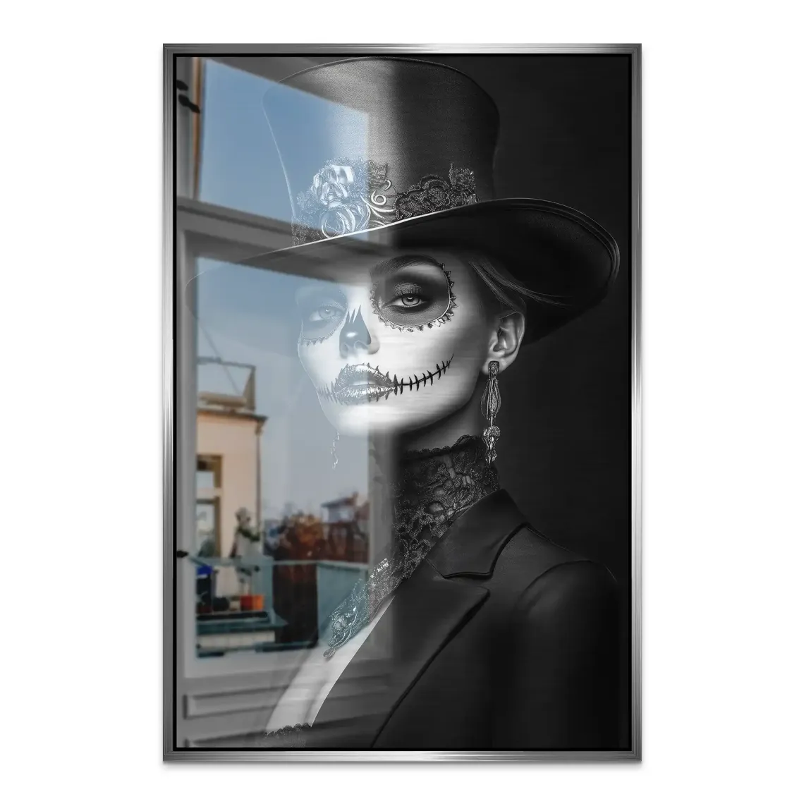 Elegante Lady im modernen Catrina Stil Alu Dibond Bild gebürstet INGALERIE