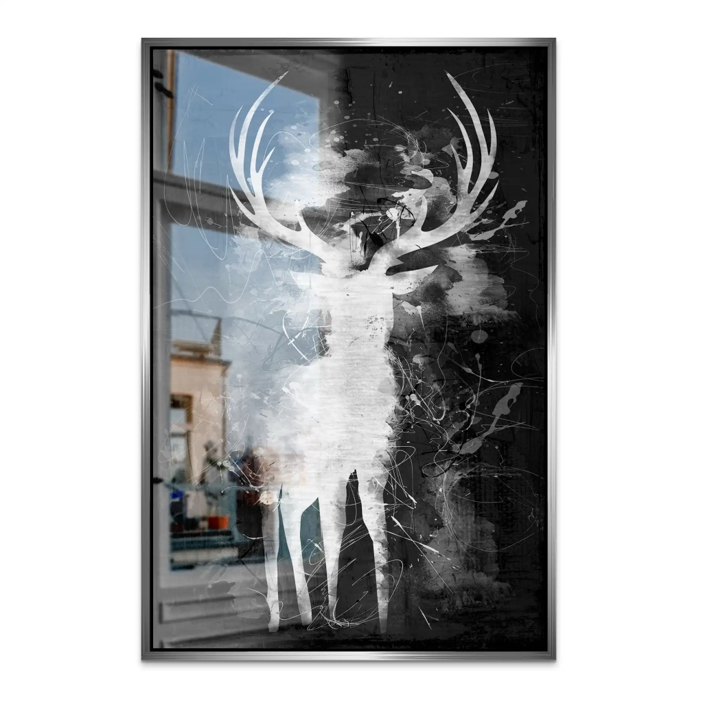 Hirsch Abstrakt Black Style AluDibond Gebürstet INGALERIE